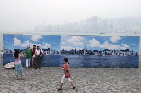 A false skyline in Hong Kong for tourists